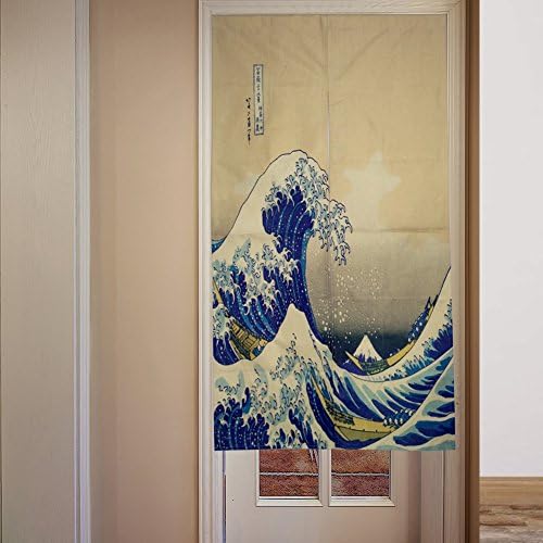 Japanese Noren Curtain Tapestry The Great Wave Off Kanagawa Doorway Divider