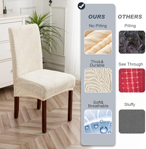 YUEANG Dining Chair Covers 6 Pack Beige Slipcover