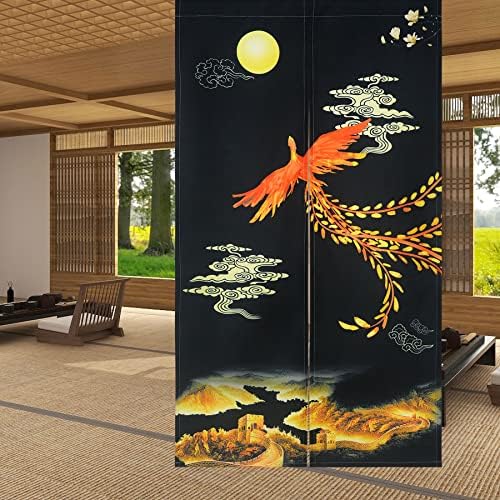 LIGICKY Traditional Golden Phoenix Doorway Curtain for Home and Kitchen