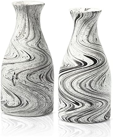 AeraVida White and Black Stain Mango Tree Wood Vase Set