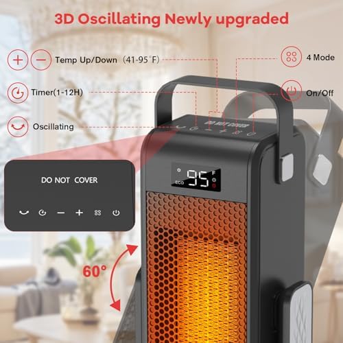 2024 Upgraded PTC Space Heater with 3D Oscillation