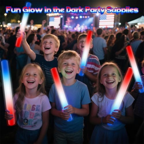 20Pack Patriotic LED Glow Sticks with 3 Modes