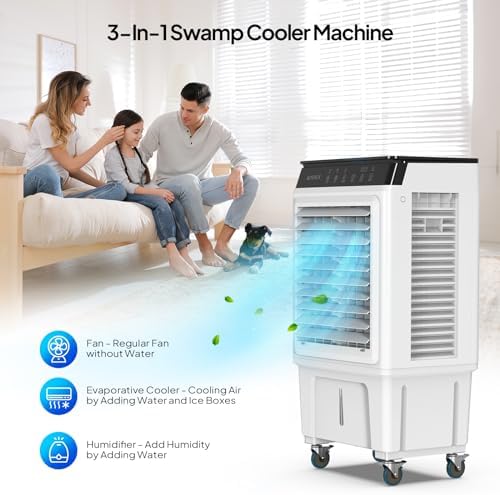 ROVSUN 2300CFM Portable Air Cooler with 4 Ice Boxes and Remote Control