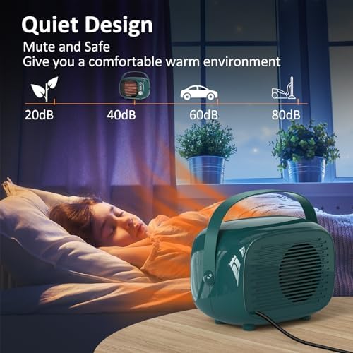 Coolfor Ceramic Space Heater with Temperature Control 800W500W Dark Green