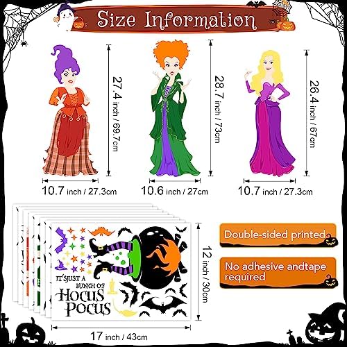 Halloween Hocus Pocus Window Clings 8 Sheets Double-Sided Decor