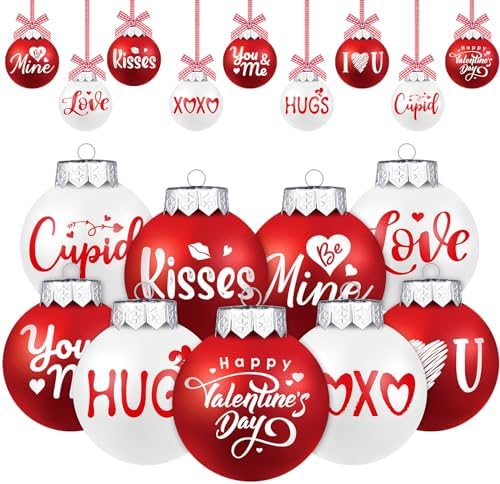 Hotop 18 Pcs Valentines Day Ball Ornament Set