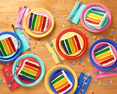 50 Count Rainbow Paper Dessert Plates 7x7