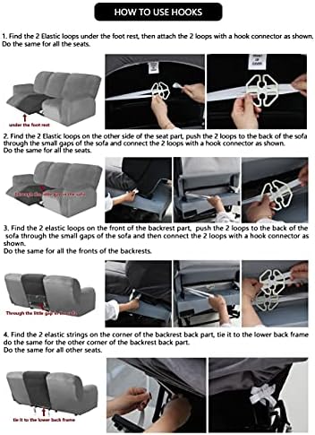 ULTICOR Velvet 8-Piece Recliner Sofa Cover Set