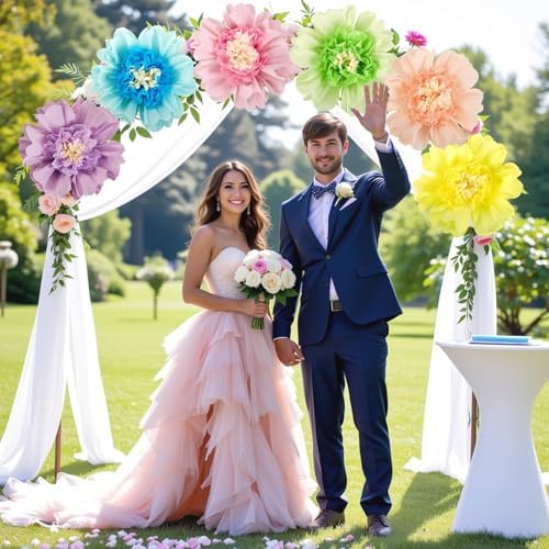 SUNBEAUTY 6PCS Large Pastel Tissue Paper Flowers Decor Set