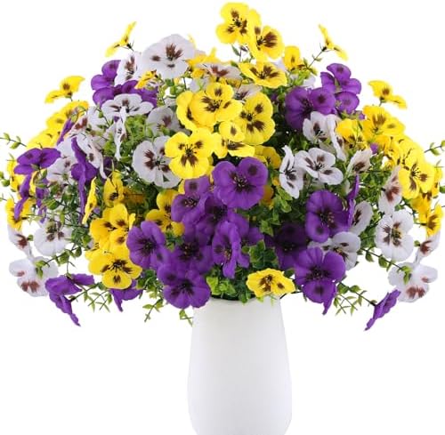 18 Bundle Fake Pansy Flowers for Outdoor Decor