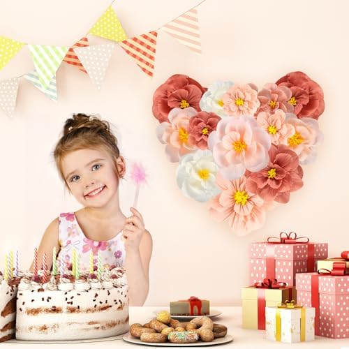 Pink Paper Flowers 3D Wall Decor for Parties 1