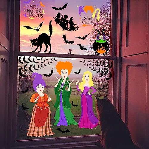 Halloween Hocus Pocus Window Clings 8 Sheets Double-Sided Decor