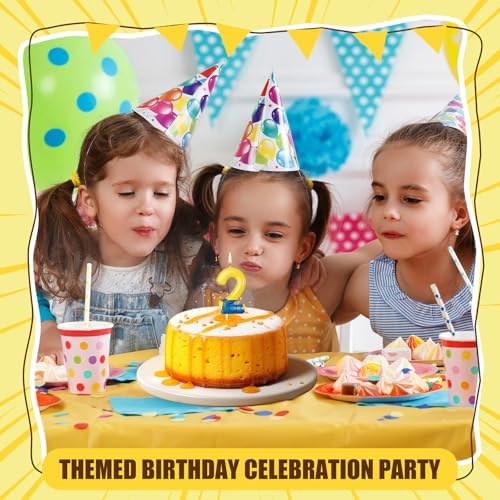 Yellow Cartoon Birthday Candles Number 2 Decorations