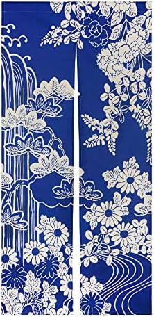 LIGICKY Japanese Style Thick Noren Curtain Door Hanging Tapestries Blue Chrysanthemum