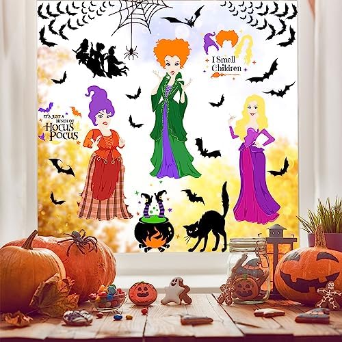 Halloween Hocus Pocus Window Clings 8 Sheets Double-Sided Decor