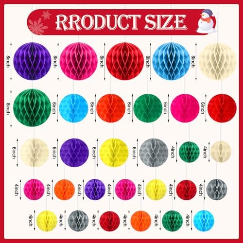 Geyoga 31 Pcs Honeycomb Balls Decorations Set
