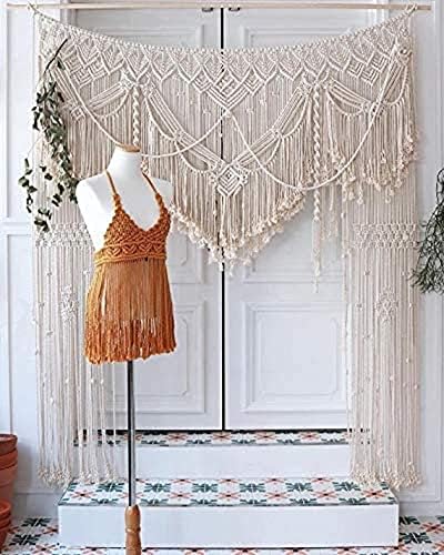 Handmade Macrame Curtain Bohemian Decor Wedding Backdrop 75x85 Inch