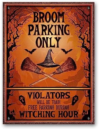 Witch Parking Halloween Metal Sign 118x157 Inches