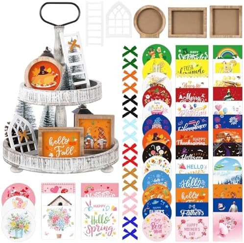 48 Pcs Interchangeable Seasonal Tiered Decor Set