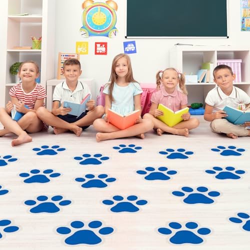 ReliThick 30 Pcs Blue Paw Print Floor Decal
