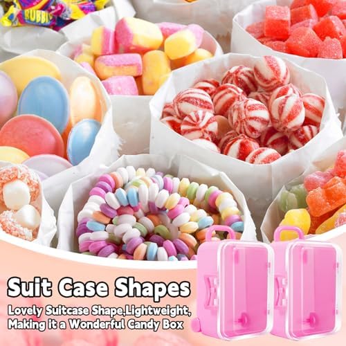 16 Pack Mini Suitcase Favor Boxes Pink