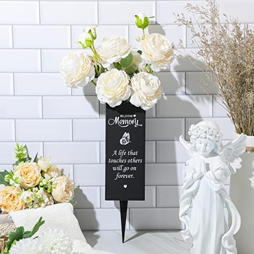 Geosar Metal Flower Vase for Cemetery Memorial Decor