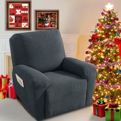JIVINER Stretch Recliner Chair Covers 4 Piece Set Dark Gray
