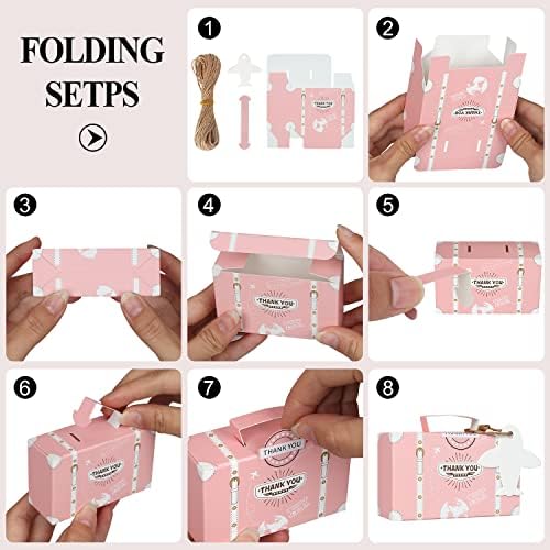 50 Pack Pink Suitcase Favor Boxes for Travel Themed Parties