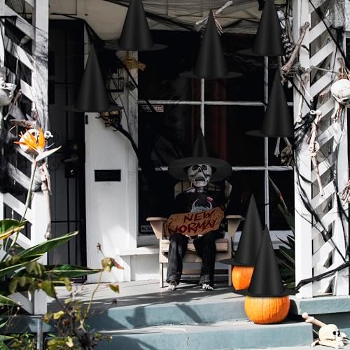 12 Piece Halloween Witch Hats with Hanging Cord