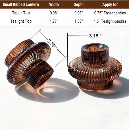 VOHO 12pcs Brown Amber Candle Holders for Fall Decor