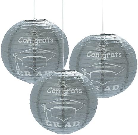 Fun Express Congrats Grad Silver Paper Lanterns 6pc