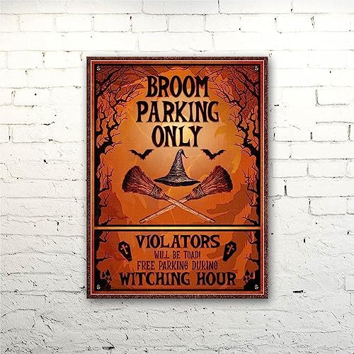 Witch Parking Halloween Metal Sign 118x157 Inches