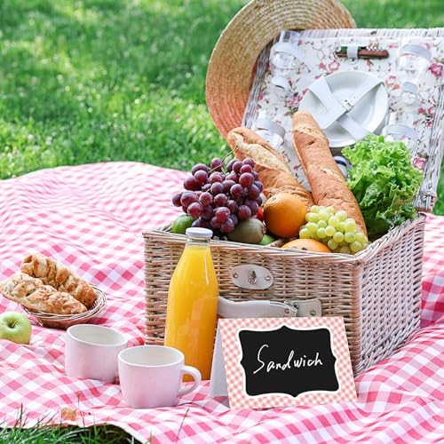 TaoBary 24 Pcs Pink Gingham Chalkboard Party Decorations