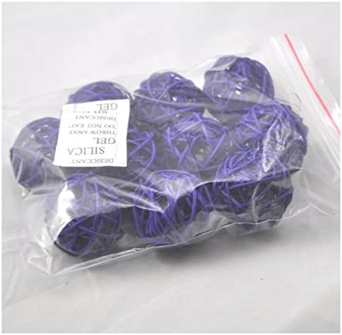 Set of 10 Natural Wicker Rattan Balls Deep Purple