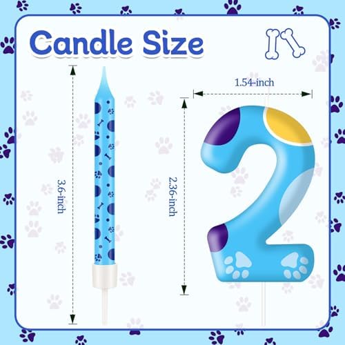 13PCS Blue Dog Paw Birthday Candles Set for Boy Girl Parties