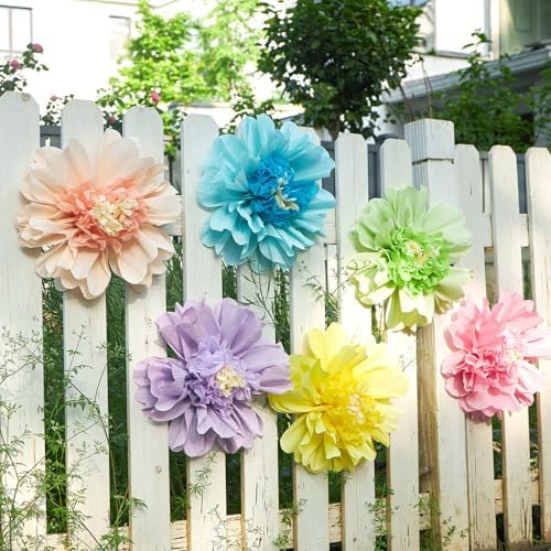 SUNBEAUTY 6PCS Large Pastel Tissue Paper Flowers Decor Set