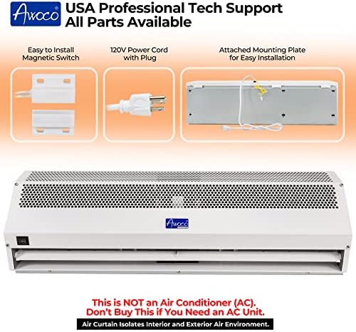 Awoco 36 Inch 2 Speeds 1200CFM Air Curtain
