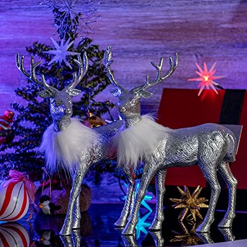 Ornativity Silver Glitter Reindeer - 12 Inch Pack of 2