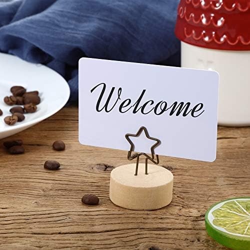 Yaomiao 15 Pack Wooden Base Card Holders with Star Shape Iron Wire Clips