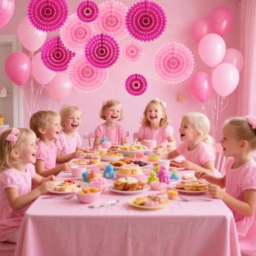 12Pcs Pink Honeycomb Paper Fans Wall Decor Set