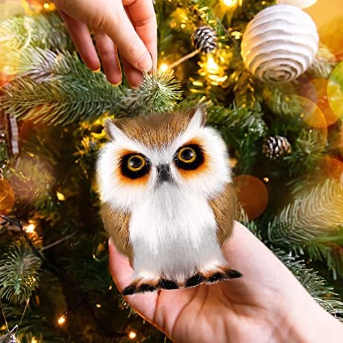 Sratte 24 Pcs Furry Christmas Owl Ornament Set