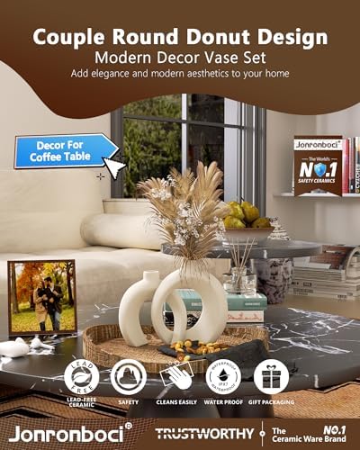 Boho Beige Donut Vase Set for Home Decor