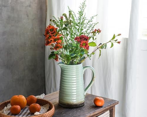 Quoowiit Ceramic Rustic Vase with Handle