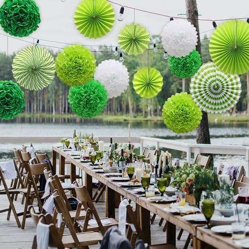 St Patricks Day Party Decor 14pcs Tissue Pom Poms Set