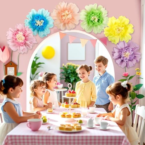 SUNBEAUTY 6PCS Large Pastel Tissue Paper Flowers Decor Set
