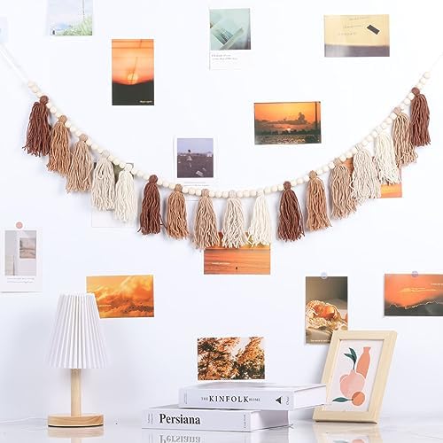 Boho Tassel Garland with Wood Beads for Home Decor