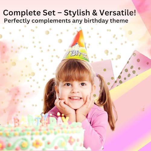 211PCS Pink Gold Plates Napkins Party Set for 30 Guests