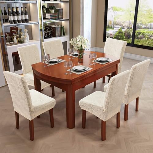 YUEANG Dining Chair Covers 6 Pack Beige Slipcover