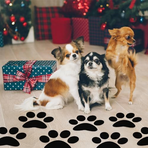 ReliThick 30 Pcs Large Paw Print Floor Decal Black