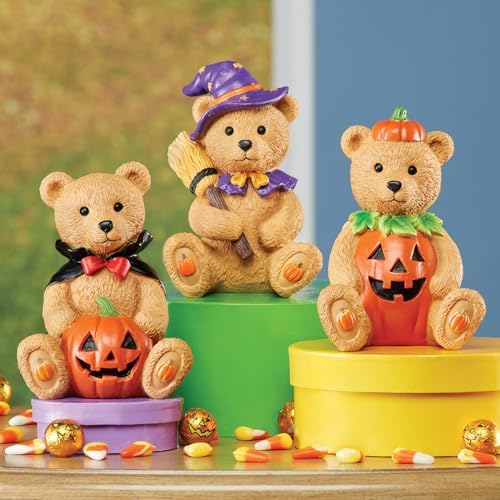 Collections Etc Halloween Bear Sitter Decoration Set of 3 1